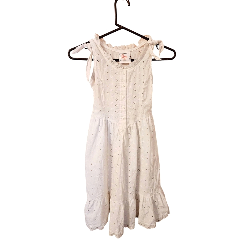 Girl's Vintage White Eyelet Dress